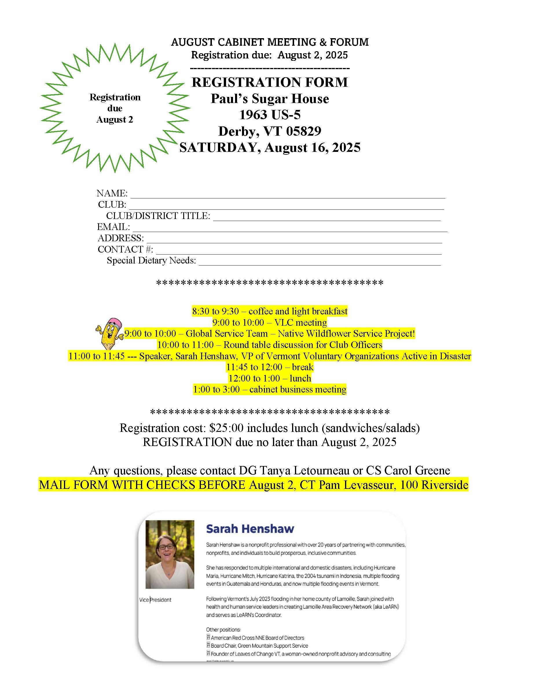 AUGUST CABINET MEETING NOTICE