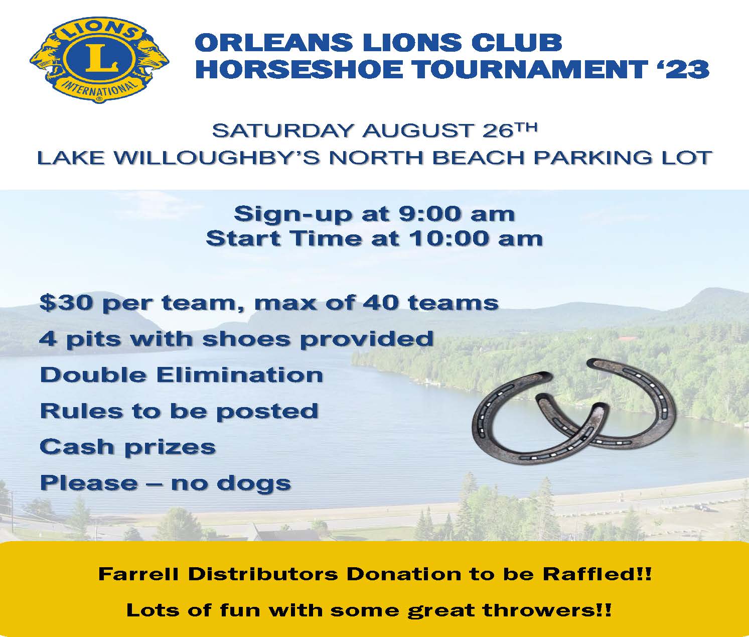 ORLEANS LIONS CLUB 2023 horseshoe flyer